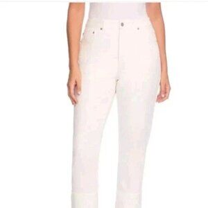 Frye Women's Size 12/31 Ivory High-Rise Cuffed Uncuffed Denim Crop Jeans NWT